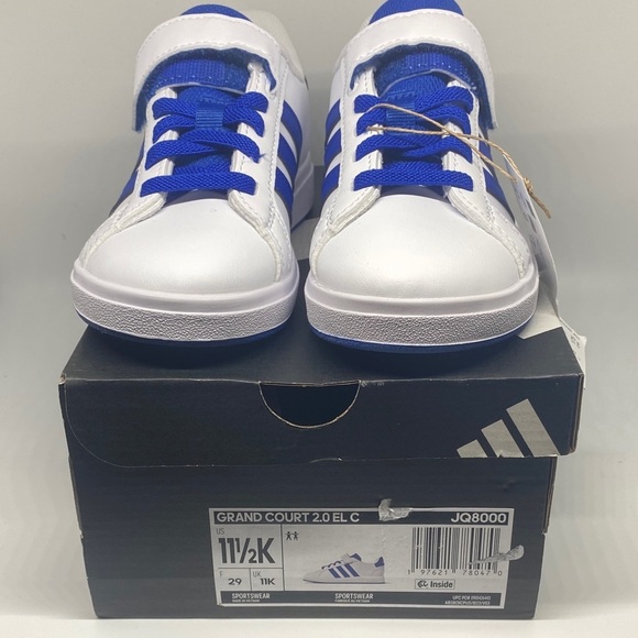 Adidas Kids’ Grand Court 2.0 Sneakers Size 11.5K White/Blue - Picture 3 of 14